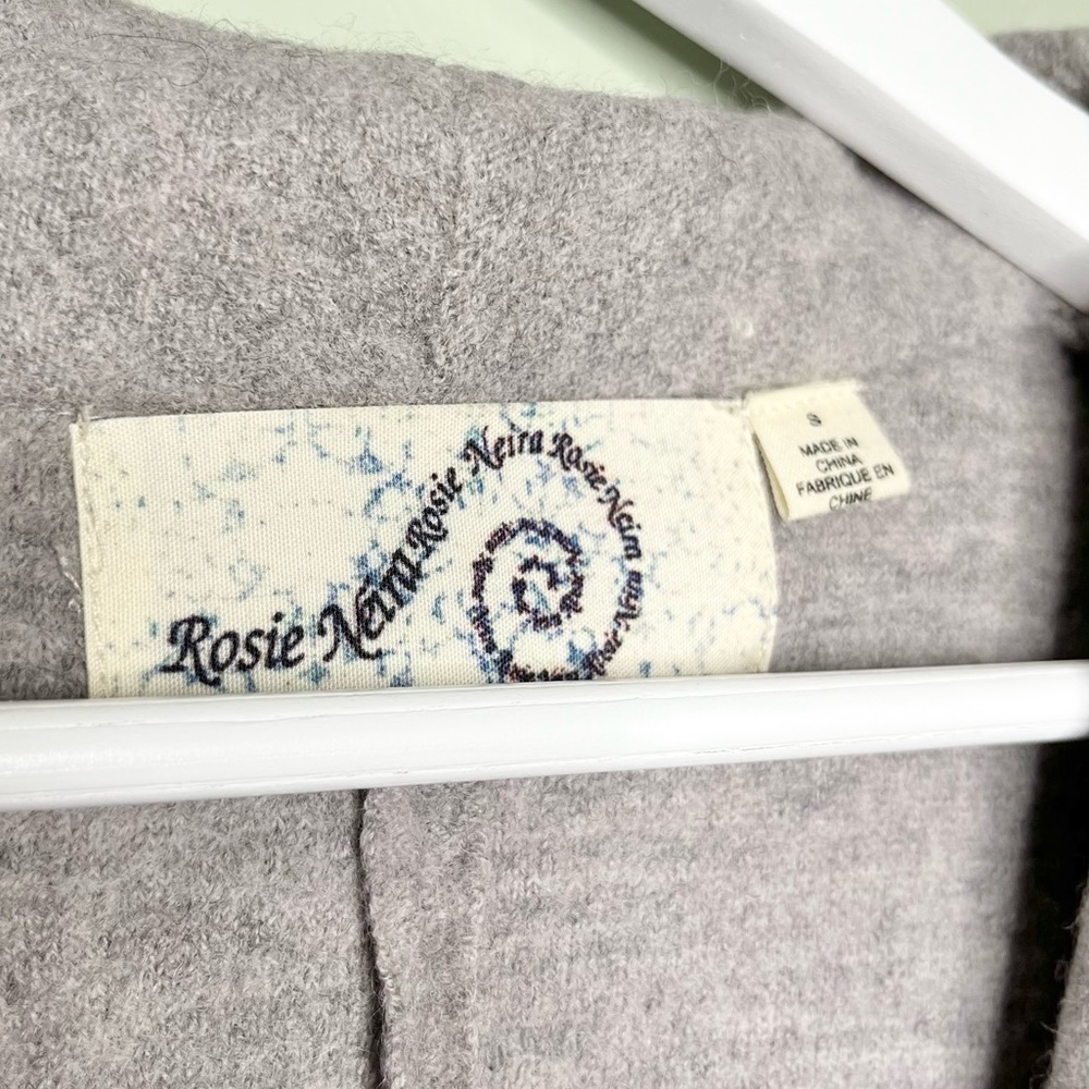 Anthropologie Rosie Neira Women’s 100% Wool Sweater Jacket in Grey Size Small - Picture 5 of 9